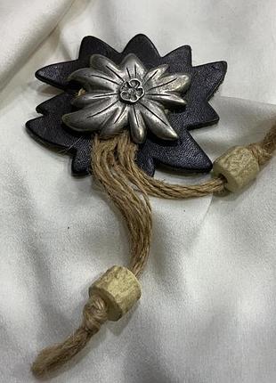 🌸✨⛰️вінтажна альпійська брошка trachten шкіра едельвейс підвіски з рогу джут баварський вінтаж ⛰️✨🌸