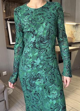 Елегантна зелена сукня zara 2