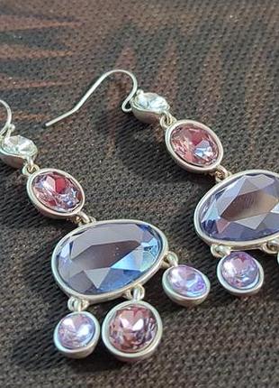 Серьги посеребренные с камнями массивные возможно винтаж