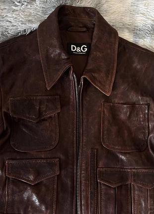 Куртка чоловіча d&g архівна шкіряна мілітарі коричнева
