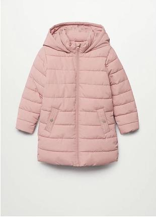 Пуховик для дівчинки mango kids рожевий 152 см