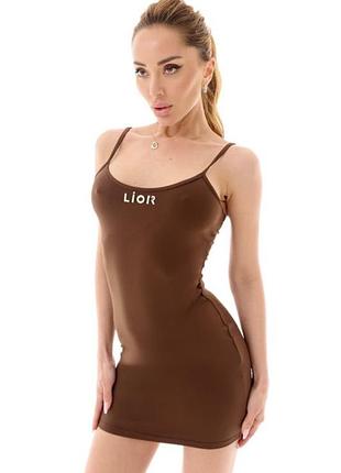 Коротка сукня жіноча lior коричнева xxs/xs