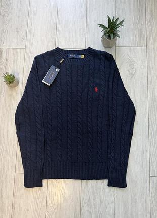 Светр чоловічий polo ralph lauren cable knit темно-синій