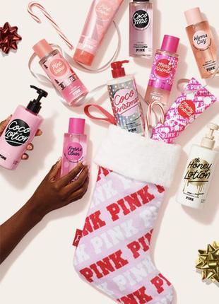 Новогодний носок для подарков victoria’s secret pink оригинал рождественский носок4 фото