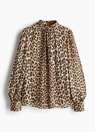 Блуза h&m леопард з драпіруванням на шиї на с/м розмір