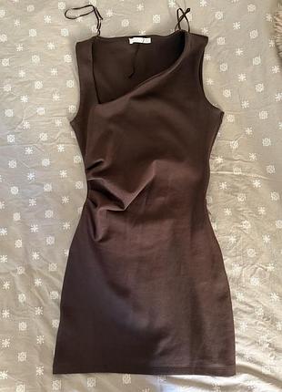 Коротка сукня жіноча zara коричнева xs