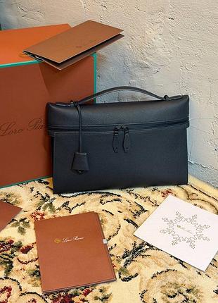 Чоловіча сумка чорна пласка loro piana