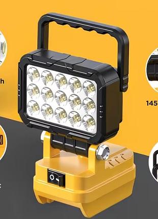 15-led прожектор, сумісний з dewalt 20v max, ручний робочий ліхтарз двома usb портами портативне освітлення, підходить
