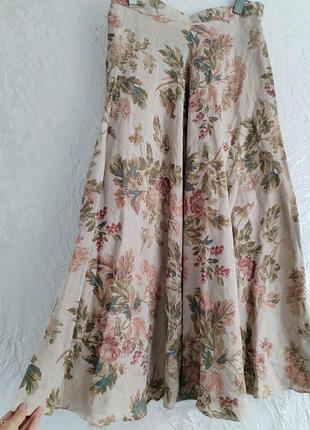 Льняная винтажная макси юбка от laura ashley