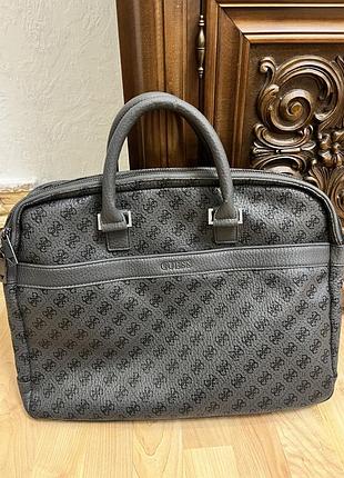 Чоловіча ділова сумка для ноутбука guess city logo hm6606, чорна