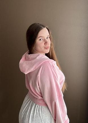Велюрова рожева зіп-кофта 3