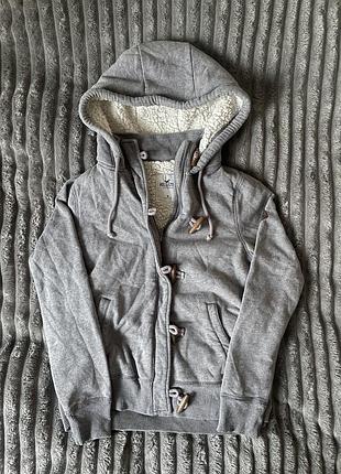 Вінтажна тепла кофта hollister на ґудзиках zip-hoodie худі