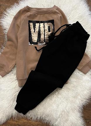 Теплый костюм флис свитшот штаны стиль zara next