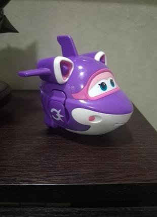 Трансформер для хлопчика super wings supercharged crystal, фіолетовий, 12 см 2