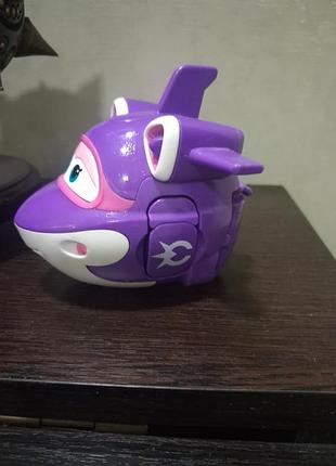 Трансформер для хлопчика super wings supercharged crystal, фіолетовий, 12 см 3