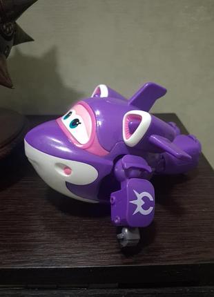 Трансформер для хлопчика super wings supercharged crystal, фіолетовий, 12 см 6