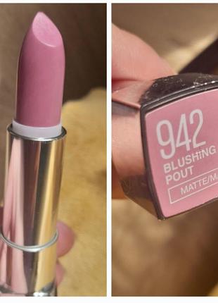 Помада для губ maybelline blushing pout matte/m 942, пильний рожевий