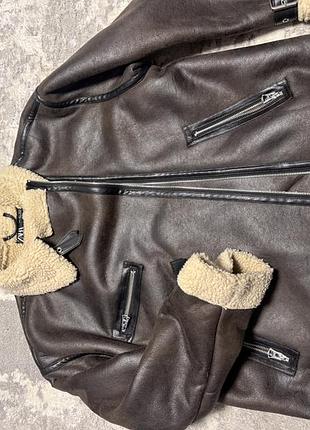 Жіноча дублянка zara коричнева зимова