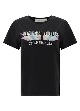 Футболка жіноча golden goose чорна з принтом, розмір m
