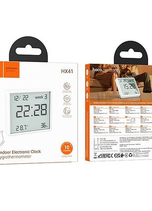 Термогігрометр hoco indoor electronic clock with hygrothermometer white ( ) 2