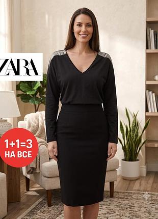 Лонгслів жіночий zara чорний з блискучими елементами