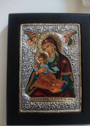 «грецкая серебряная икона строжайшая божка мать от clarte, 11х14 см (серебро 925)»