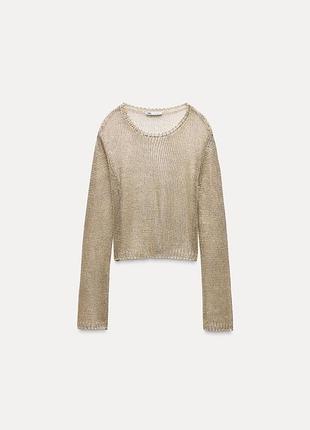 Zara лонгслів сітка з металічною ниткою,р.l