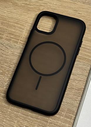 Чехол на iphone 11 черный магнитный с поддержкой magsafe, защищенный полупрозрачный сзади