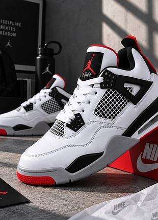 Кросівки чоловічі nike air jordan 4 retro nostalgia білі з червоним
