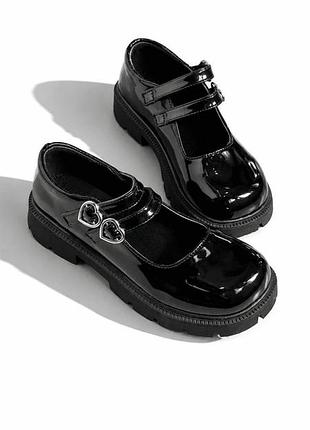 Туфли evie для девочки gloss black, размер 36 (22,5 см.)