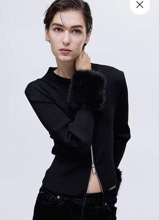 Новий стильний кардиган з хутром h&m