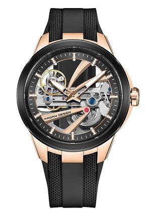 Мужские механические часы pagani design pd-ys030 rose gold-black rubber с сапфировым стеклом