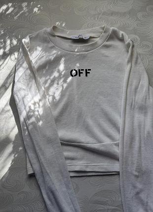 Топ жіночий off-white білий з довгим рукавом s-m
