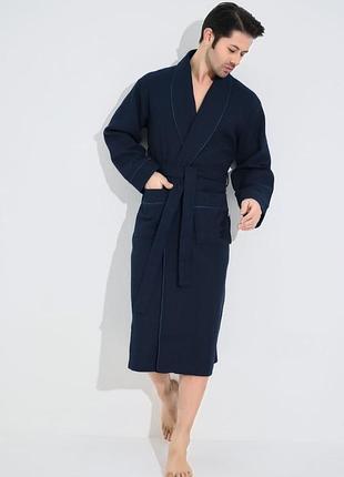 Халат чоловічий nusa 22655 lacivert вафельний:l/xl;xxl;xxxl;xxxxl