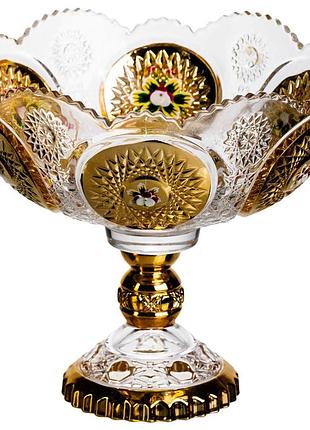 Ваза для фруктов стеклянная gold glass 22 см yiwu hp-34-140