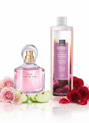 Viva la vita avon , та гель для душу «романтичний світанок» , набір ейвон за суперціною
