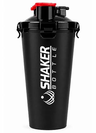 Шейкер спортивный apx shakerbottle 700 мл, с двумя фильтрами для смешивания, bpa free, черный