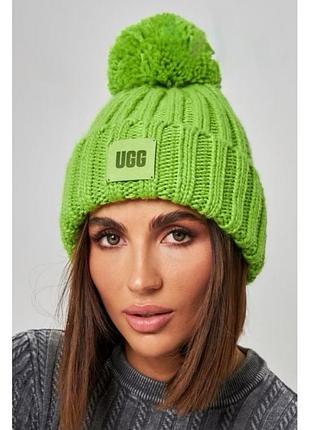 Шапка бежевая с бубоном ugg 7