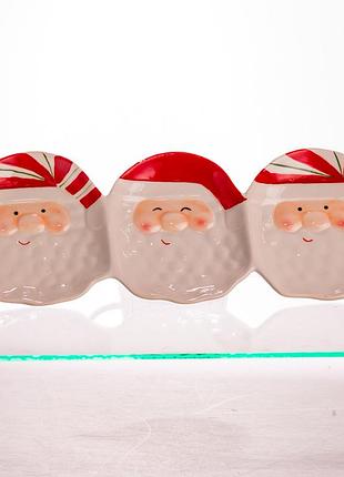 Блюдо сервировочное новогоднее для закусок santa claus 33.5×12.5 (см) из фарфора cr-1-33
