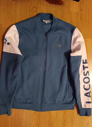 Олімпійка чоловіча lacoste бавовняна синя з білими вставками