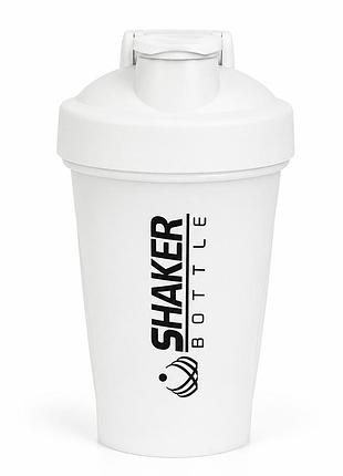 Шейкер спортивный apx shakerbottle, 400 мл, с металлическим венчиком для смешивания, bpa free, белый