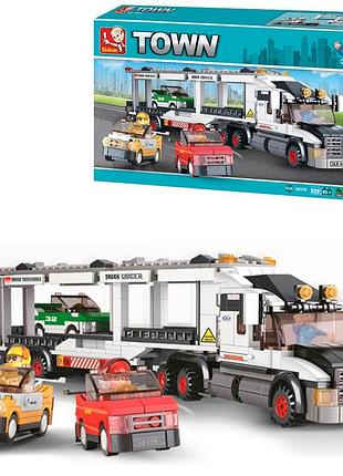 Конструктор sluban town m38-b0339 вантажівка автовоз з машинками, 638 деталей