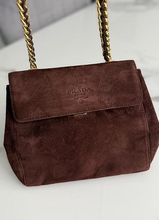Оригінальна вінтажна замшева сумка через плече prada