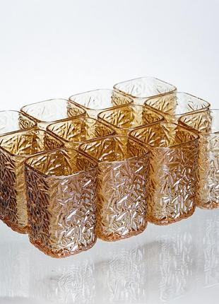 Набор стаканов для напитков matrix glass 12 штук по 195 мл коричневый hp-17-44