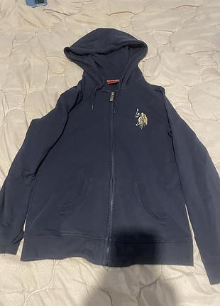 Чоловіча толстовка u.s. polo assn. синя на змійці