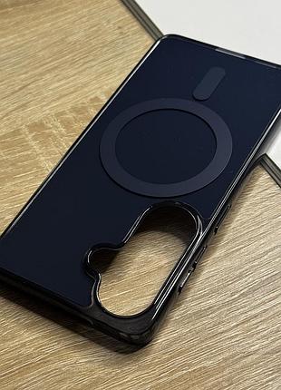 Чехол на samsung galaxy s26 темный синий с магнитами магсейф глянцевый дизайн