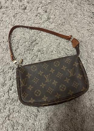 Сумка жіноча louis vuitton pochette accessoires коричнева