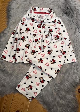 Гарна стильна тепленька піжама з minnie mouse на дівчинку 2/3р primark