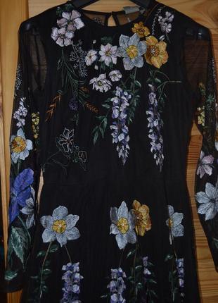 Роскошное платье с вышивкой на сетке asos люкс коллекция! вышивка в цветы!6 фото