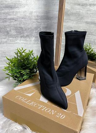 Жіночі ботильйони zara чорні, розмір 37, текстиль